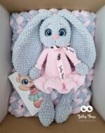 Pink/gray set: baby blanket and bunny - Image 5