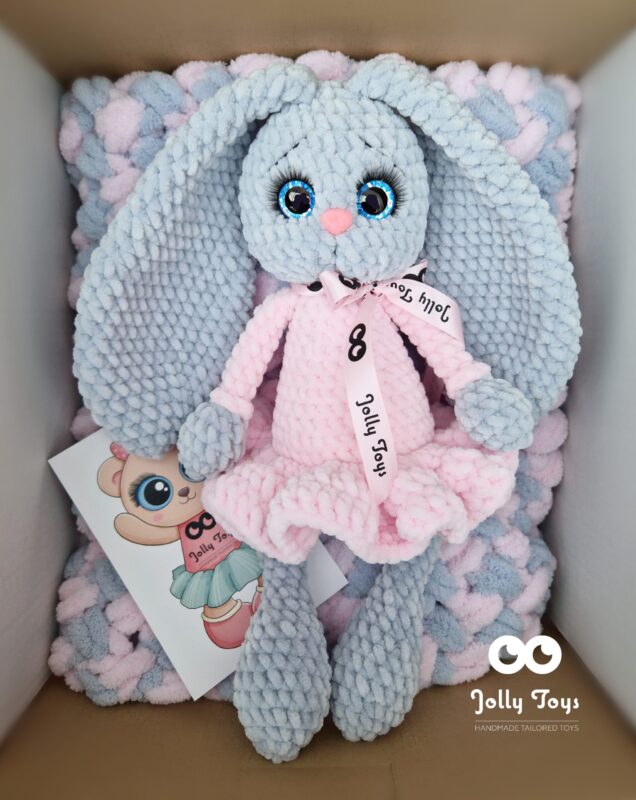 20230304_154006_1677937831646 Pink/gray set: baby blanket and bunny - Image 5