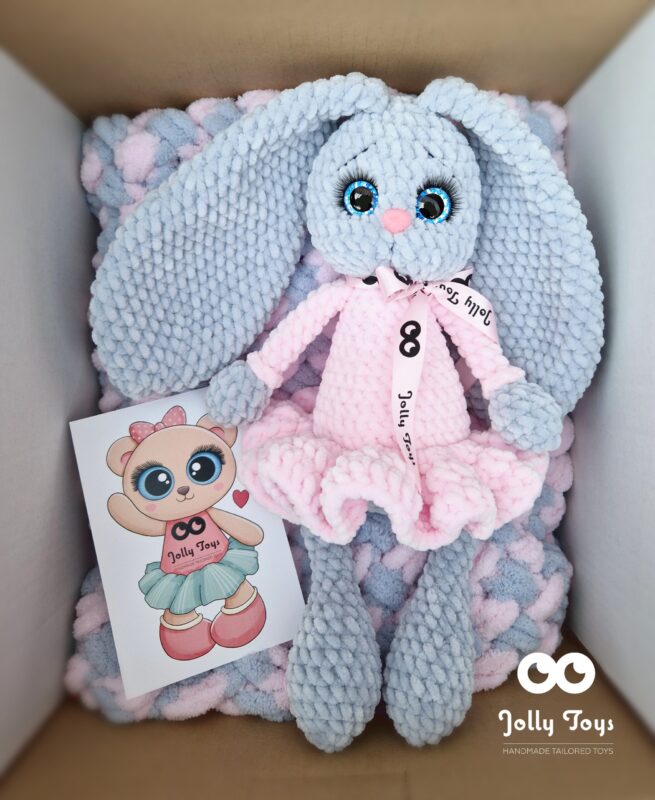 20230304_154032_1677938366335 Pink/gray set: baby blanket and bunny - Image 3