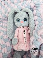 Pink/gray set: baby blanket and bunny - Image 2