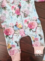 Estonian handmade baby clothes 0-3 months, Blue / pink peonies - Image 3