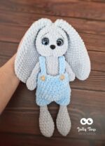 Set for a boy: gray/blue bunny and baby blanket - Image 5