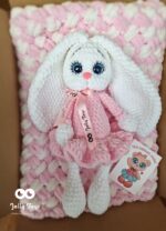 Pink/white set: baby blanket and bunny - Image 4