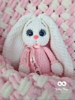 Pink/white set: baby blanket and bunny - Image 2