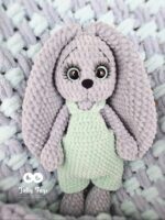 Gray/mint set: personalised bunny with baby blanket - Image 2