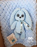Blue set: personalised bunny with baby blanket