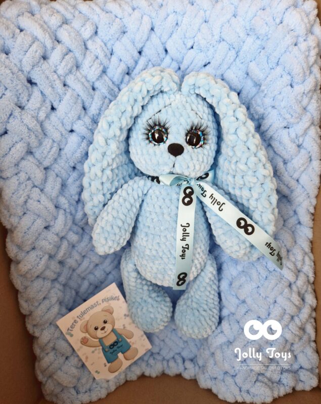 20230429_192908_1682791897851 Blue set: personalised bunny with baby blanket - Image 1
