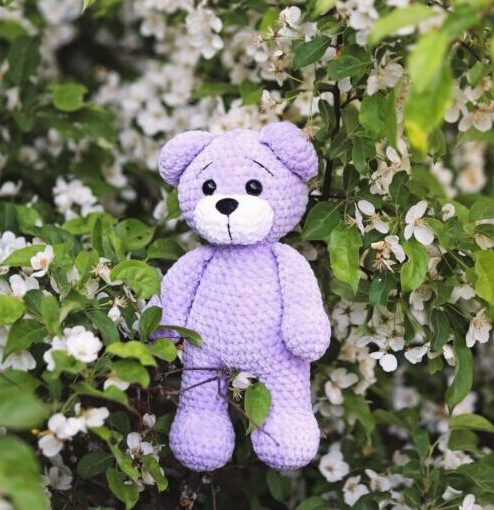 1G0A7910 Purple set: named teddy and baby blanket - Image 2