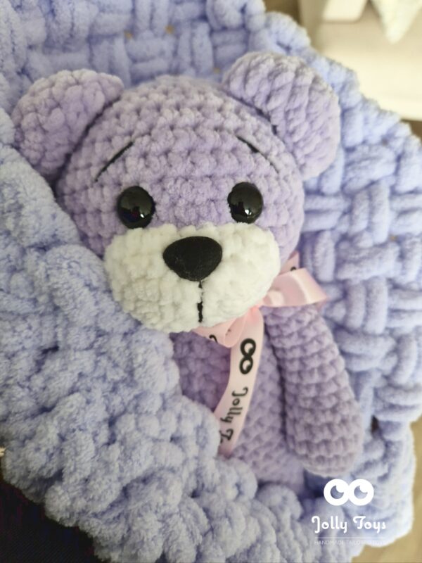 20231027_150745_1700028107686 Purple set: named teddy and baby blanket - Image 4