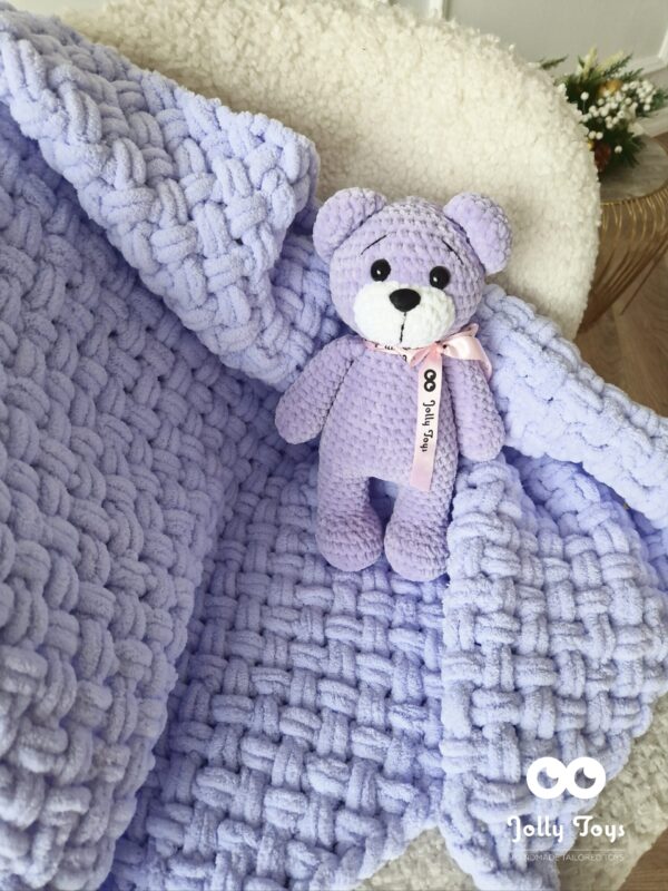 20231027_150951_1700028052531 Purple set: named teddy and baby blanket - Image 1