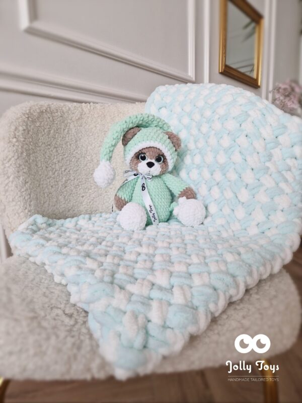 20231027_153103_1700027622236 Sleepy teddy in a mint pijama Personalised toy - Image 4
