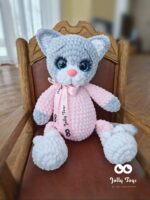 Gray cat in a pink pijama