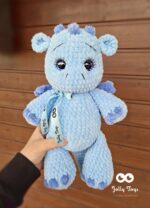 Blue/dark blue dragon Symbol of the year 2024 with name and date of birth