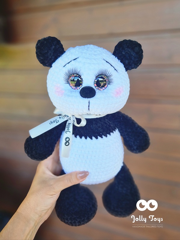 1000067387 Personalised panda bear. Crocheted toy - Image 1