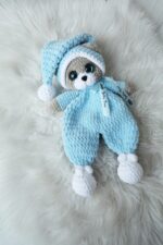 A teddy bear in a blue pajama Personalised babyshhower giftidea