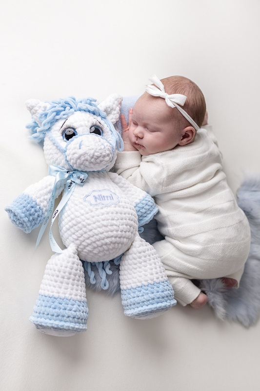 web format (12)s Large white/blue horse christening gift with name and birth details - Image 1