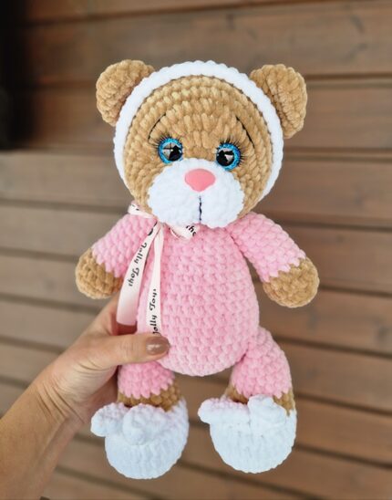 Personaliseeritav karu roosas pidžaamas kaisuloom